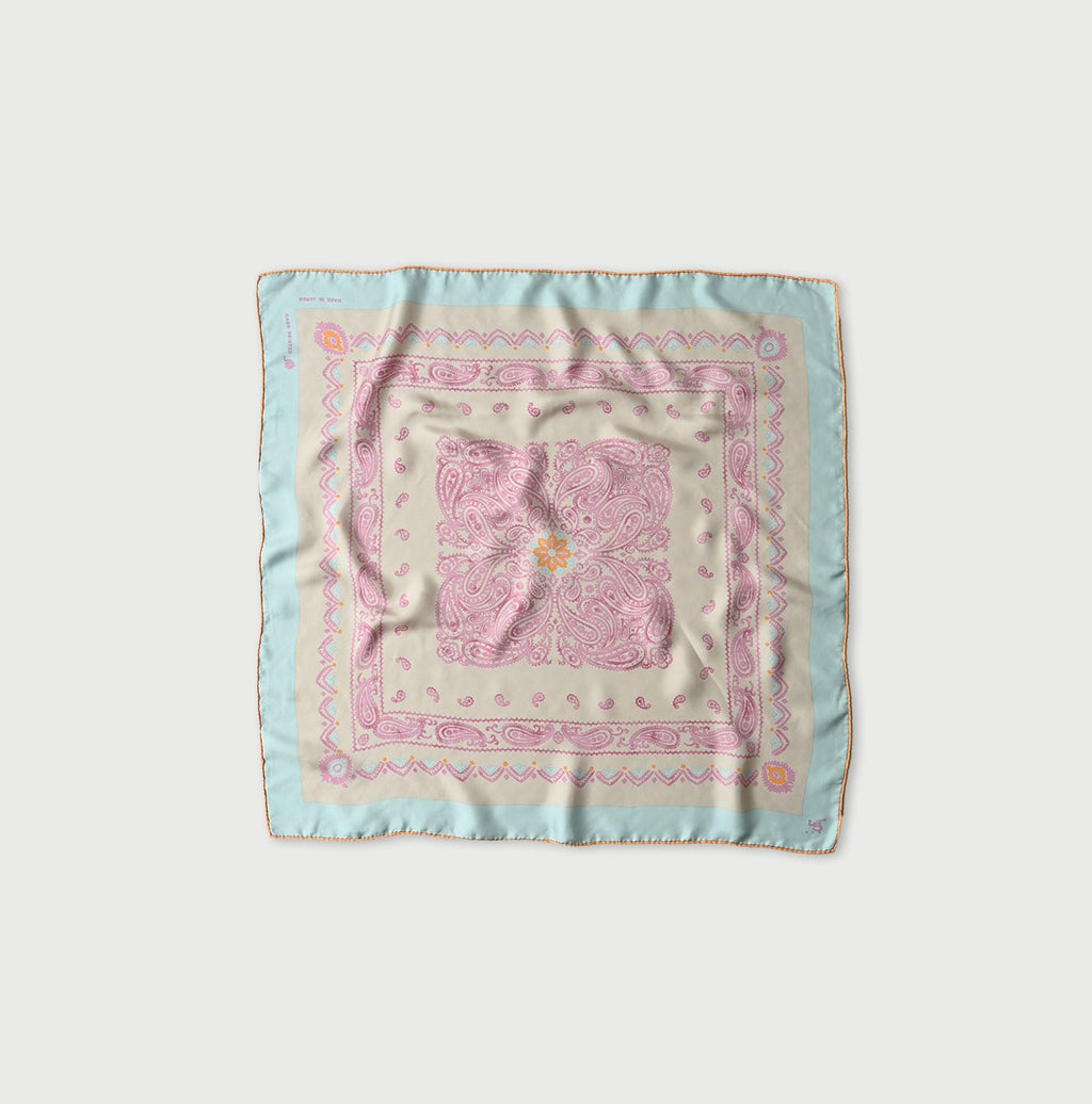 Silk Paisley Big Bandana Beige