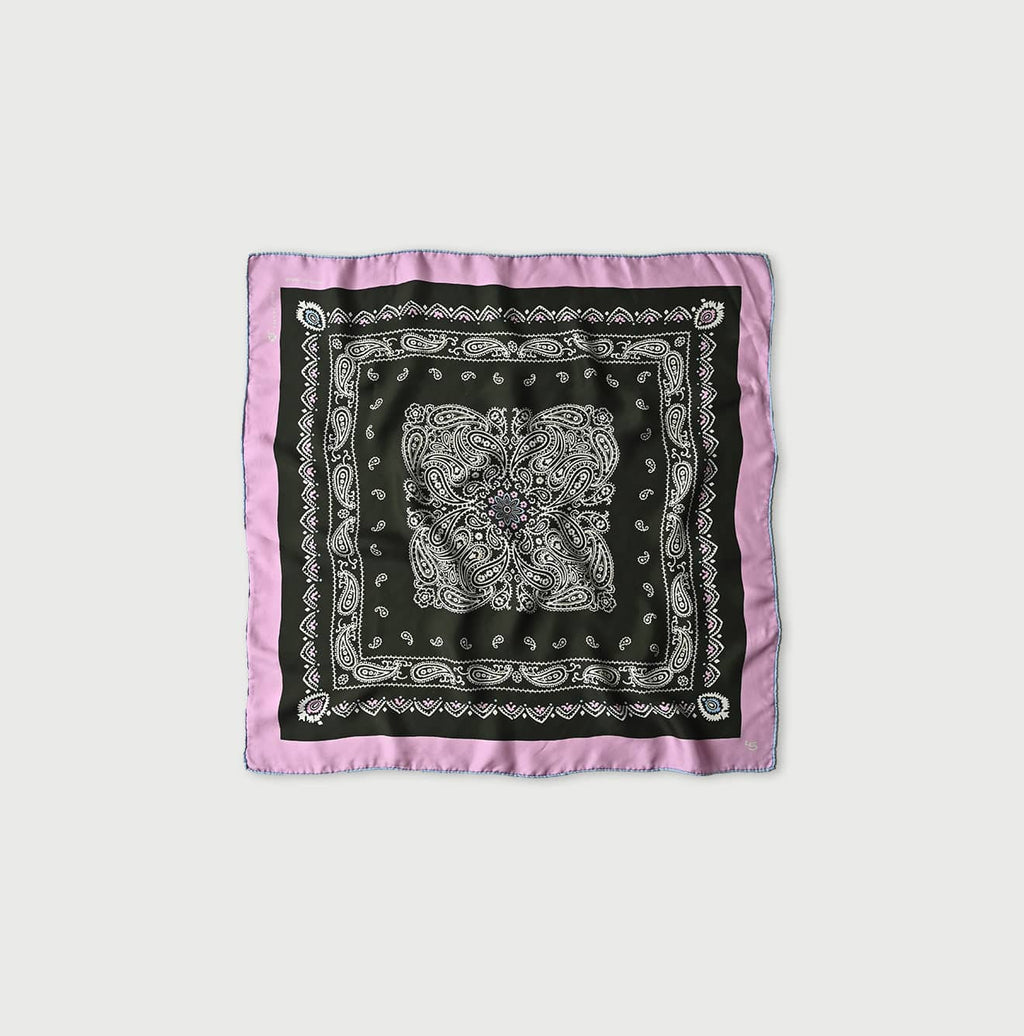 Silk Paisley Big Bandana Green