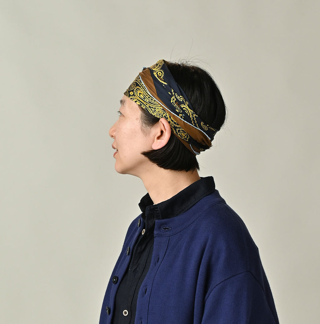 Silk Paisley Big Bandana Female Model