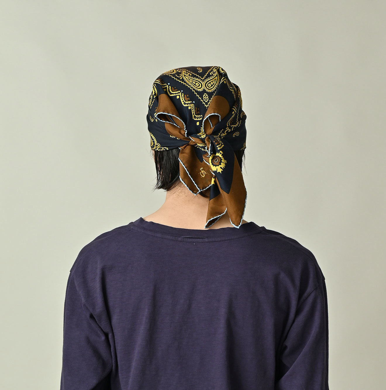Silk Paisley Big Bandana Male Model