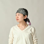 Silk Paisley Big Bandana Female Model