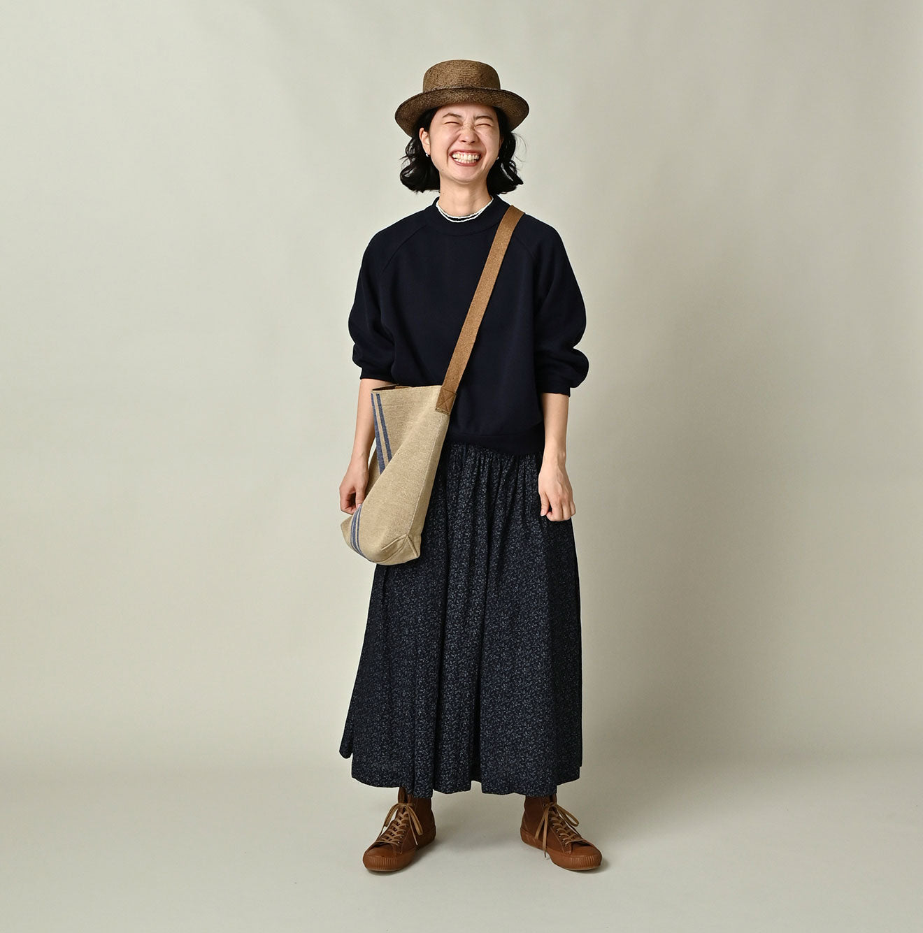 Striped Jacquard Bag Female Model