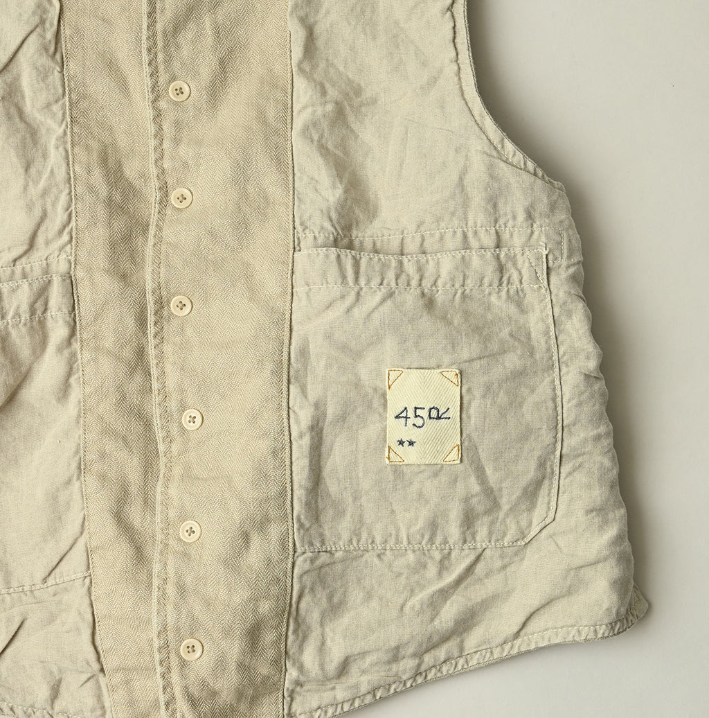 Linen Herringbone 908 Vest Detail
