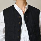 Indigo Linen Herringbone 908 Vest Detail