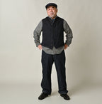 Indigo Linen Herringbone 908 Vest Male Model