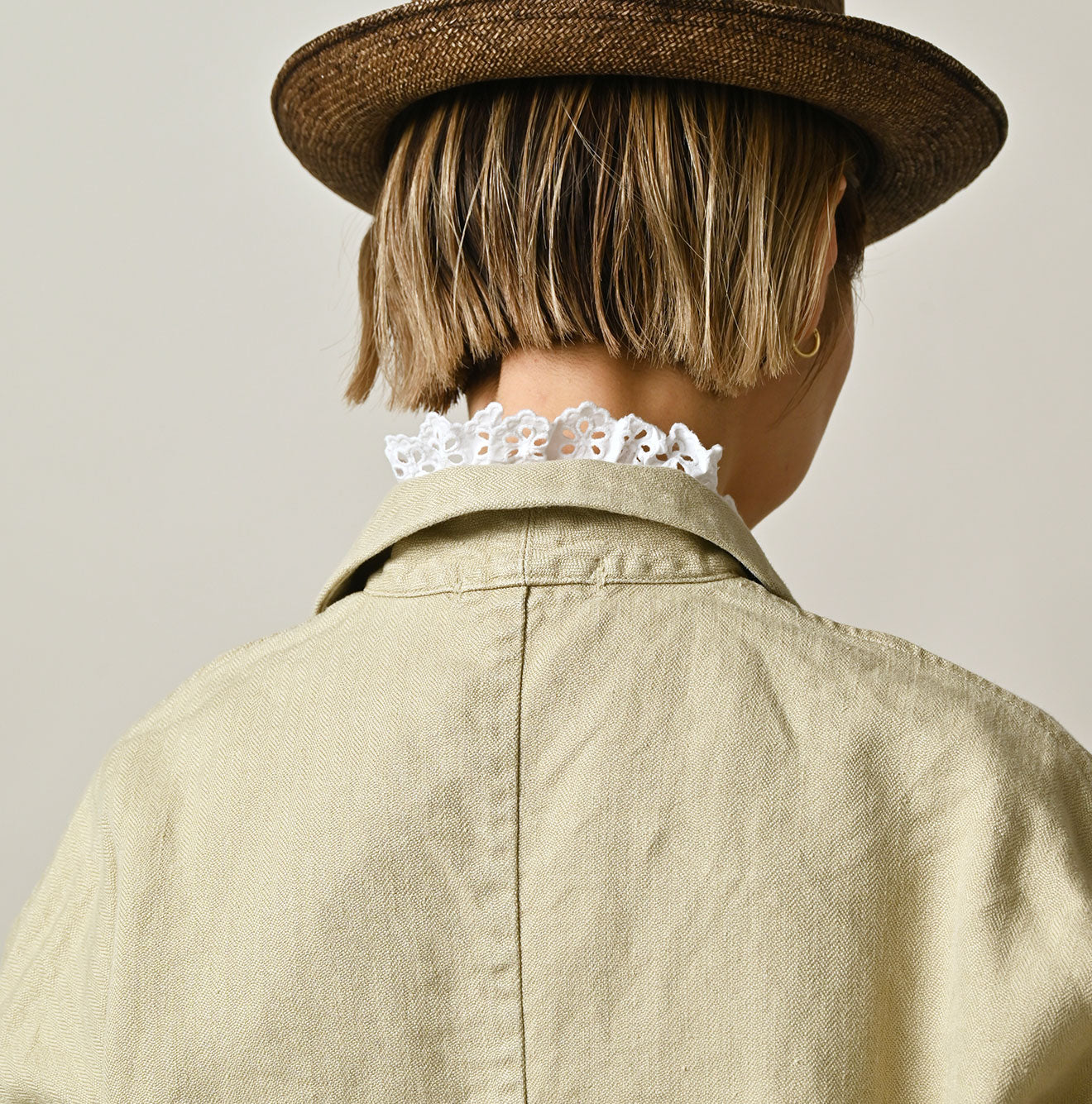 Linen Herringbone 908 Uma Jacket Detail