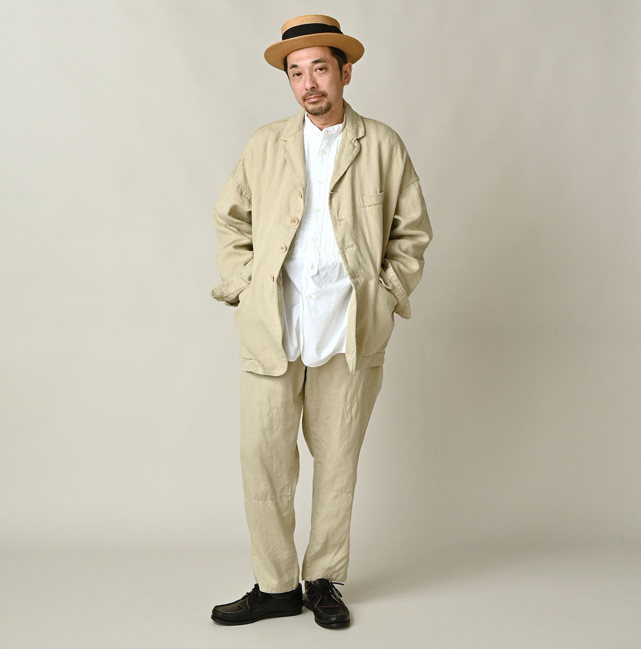 Linen Herringbone 908 Uma Jacket Male Model