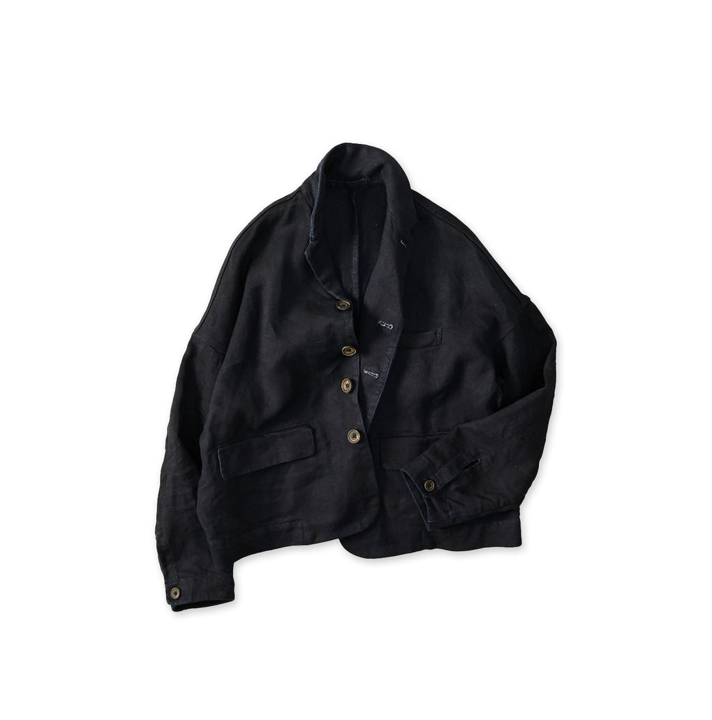 Indigo Linen Herringbone 908 Uma Jacket