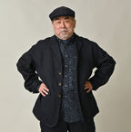 Indigo Linen Herringbone 908 Uma Jacket Male Model