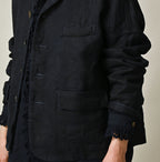 Indigo Linen Herringbone 908 Uma Jacket Detail