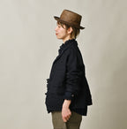 Indigo Linen Herringbone 908 Uma Jacket Female Model
