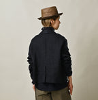 Indigo Linen Herringbone 908 Uma Jacket Female Model