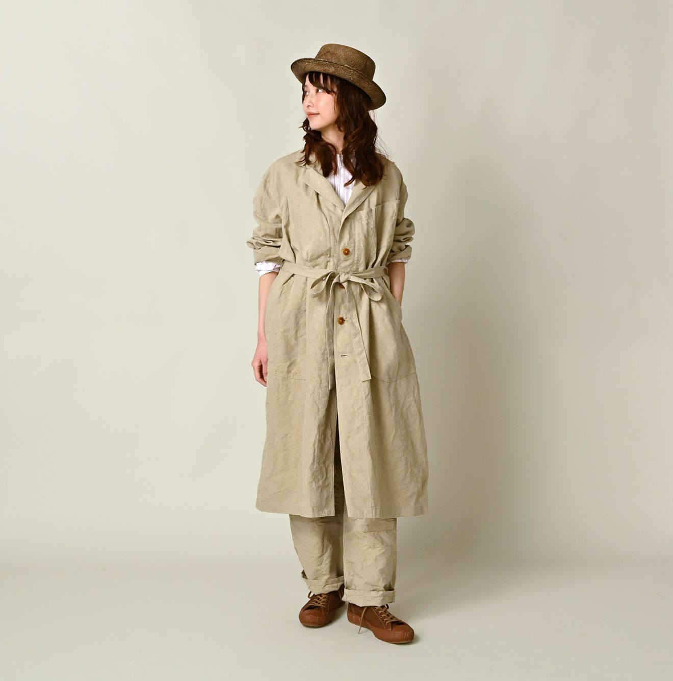 Linen Cloth 908 Work Coat Linen Female Model