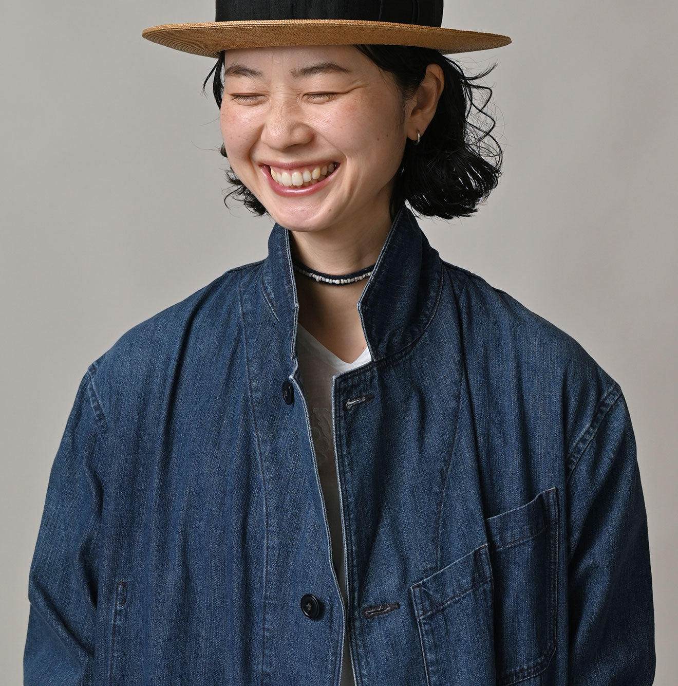 Indigo Mugihiko Denim 908 Work Coat Zyu Detail