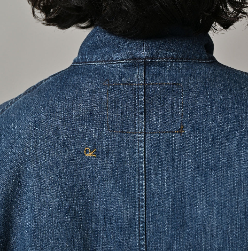 Indigo Mugihiko Denim 908 Work Coat Zyu Detail