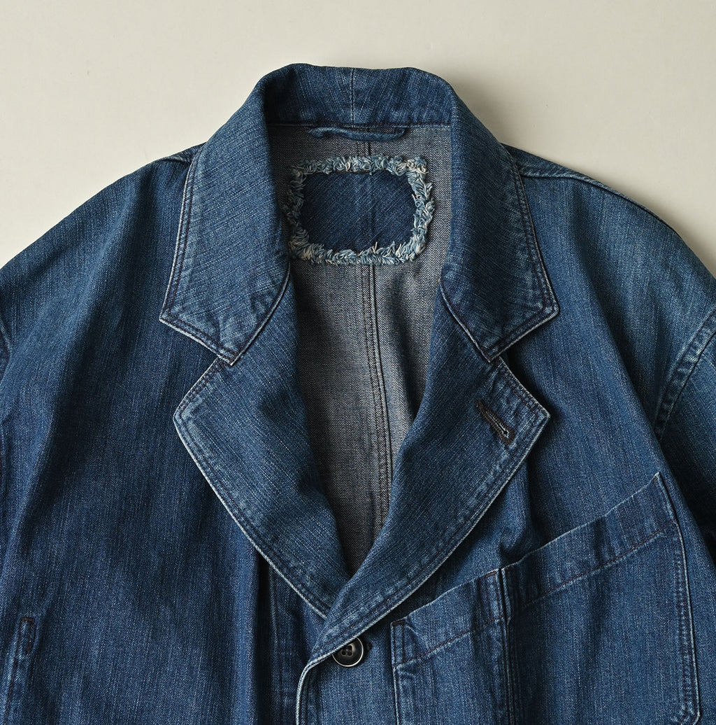 Indigo Mugihiko Denim 908 Work Coat Zyu Detail