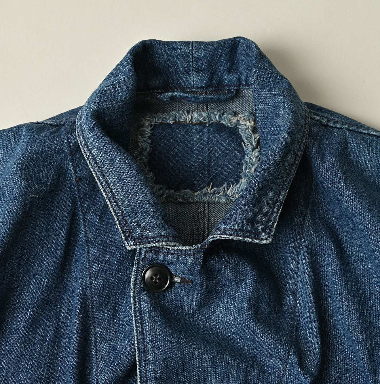 Indigo Mugihiko Denim 908 Work Coat Zyu Detail