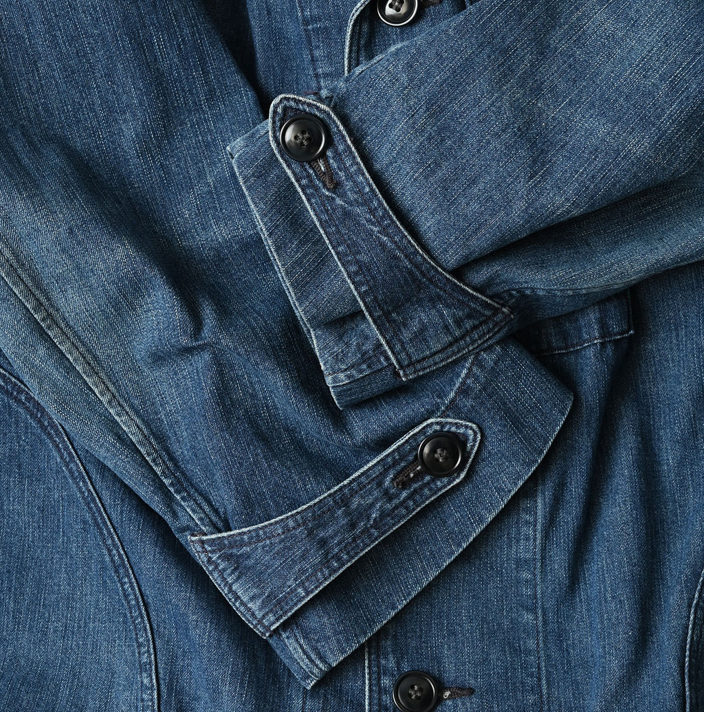 Indigo Mugihiko Denim 908 Work Coat Zyu Detail
