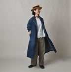 Indigo Mugihiko Denim 908 Work Coat Zyu Female Model