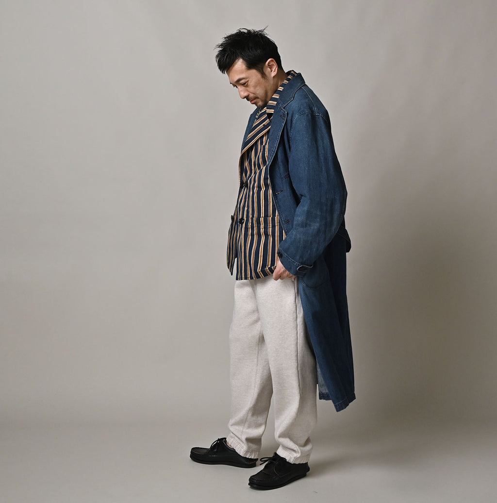 Indigo Mugihiko Denim 908 Work Coat Zyu Male Model