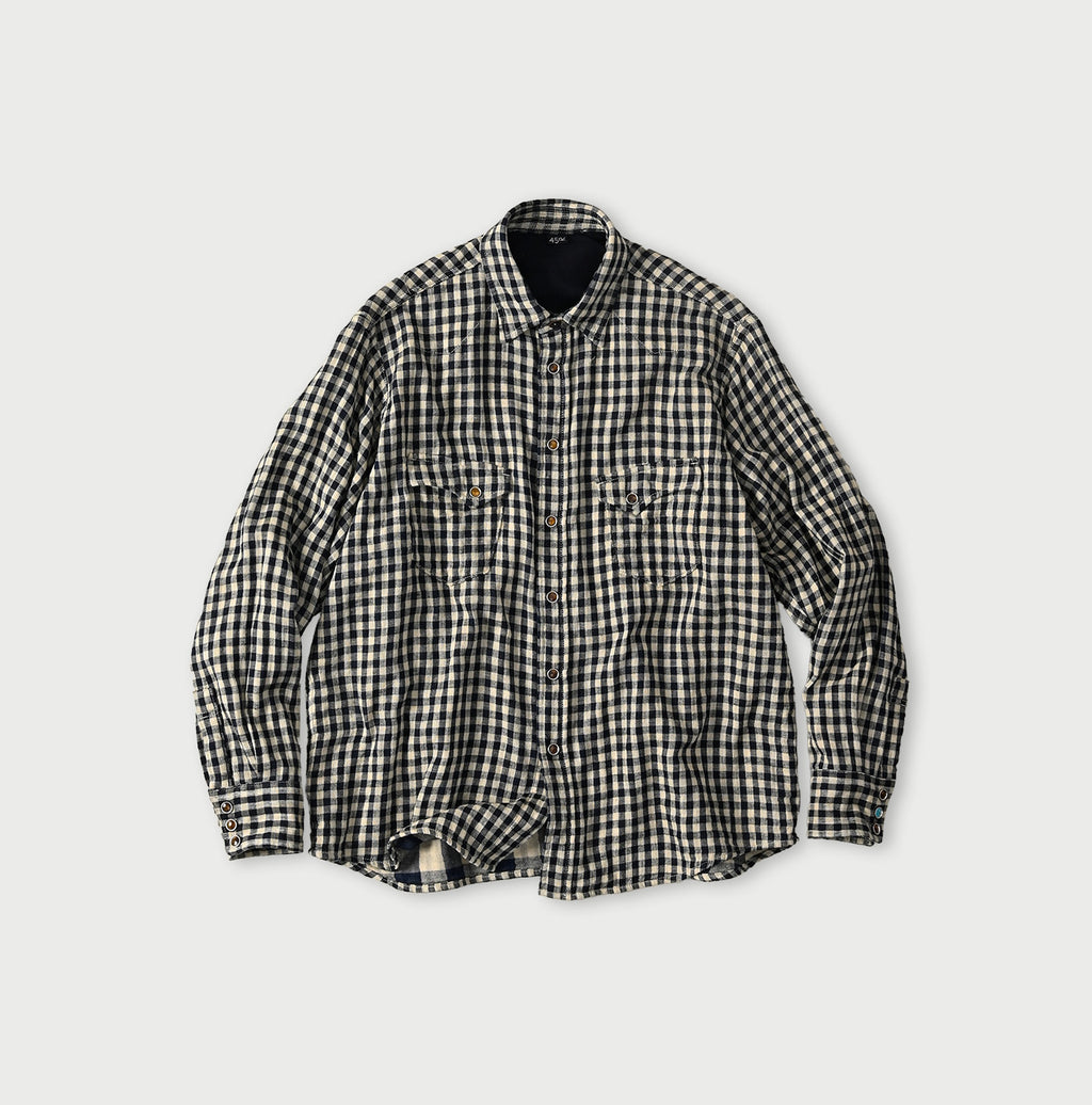 Indigo Double Woven 908 Ocean Eastern Shirt BENKEI Plaid