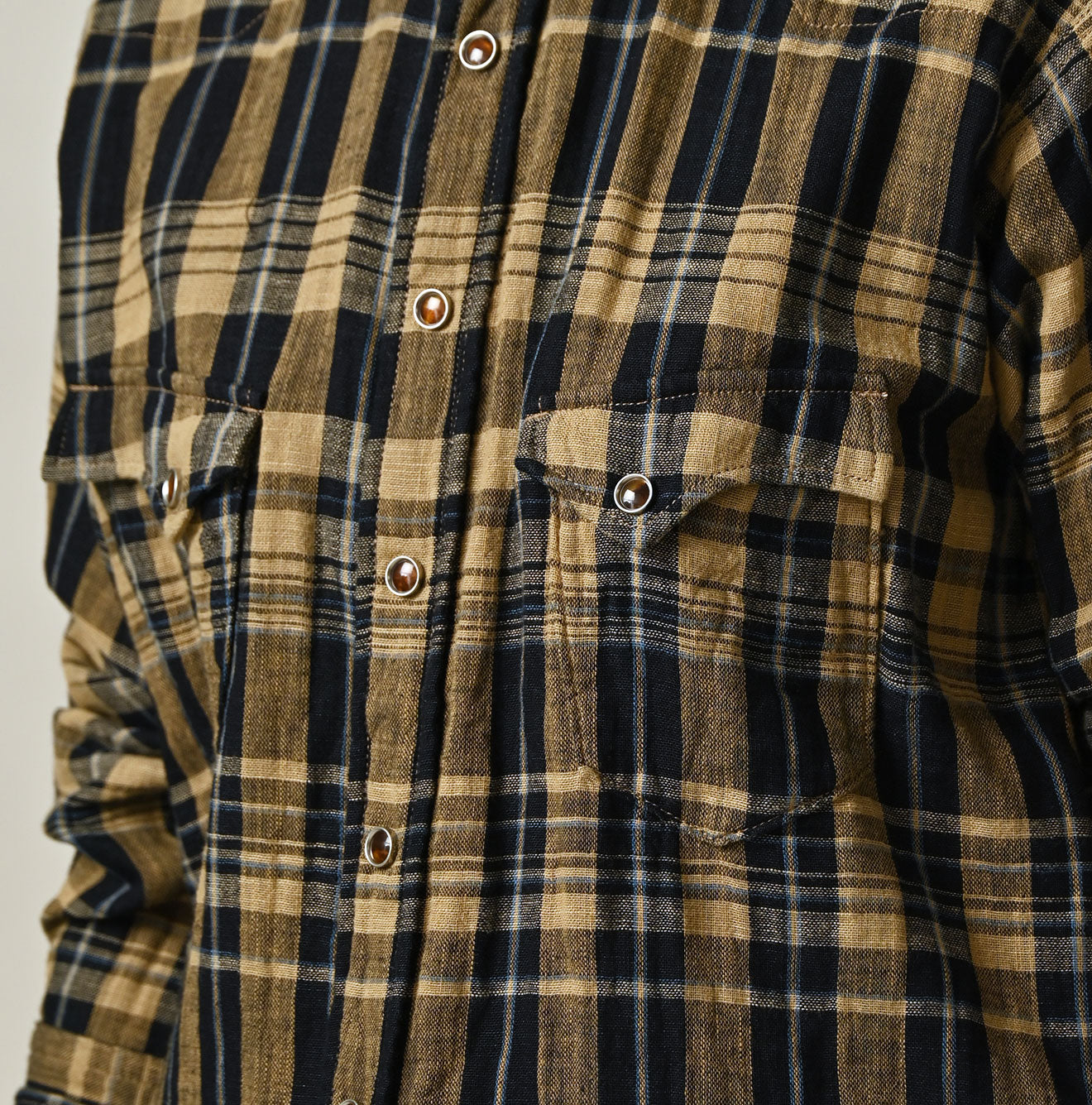 Indigo Double Woven 908 Ocean Eastern Shirt Detail