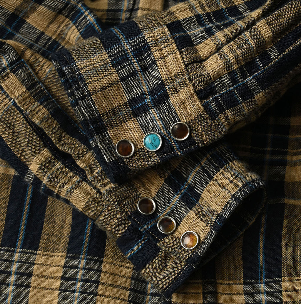 Indigo Double Woven 908 Ocean Eastern Shirt Detail