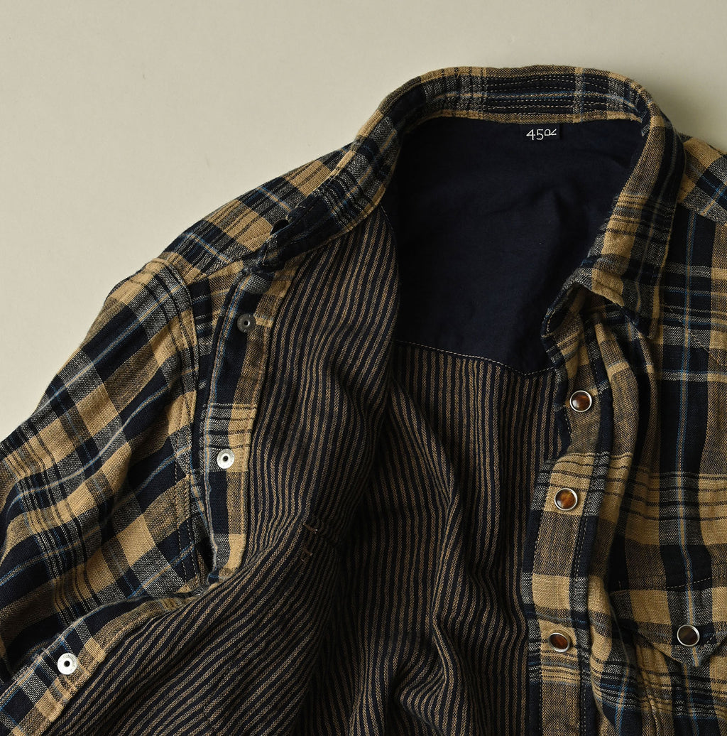 Indigo Double Woven 908 Ocean Eastern Shirt Detail