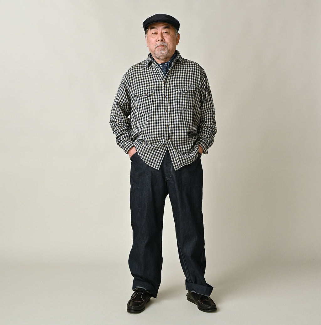 Indigo Double Woven 908 Ocean Eastern Shirt Male Model