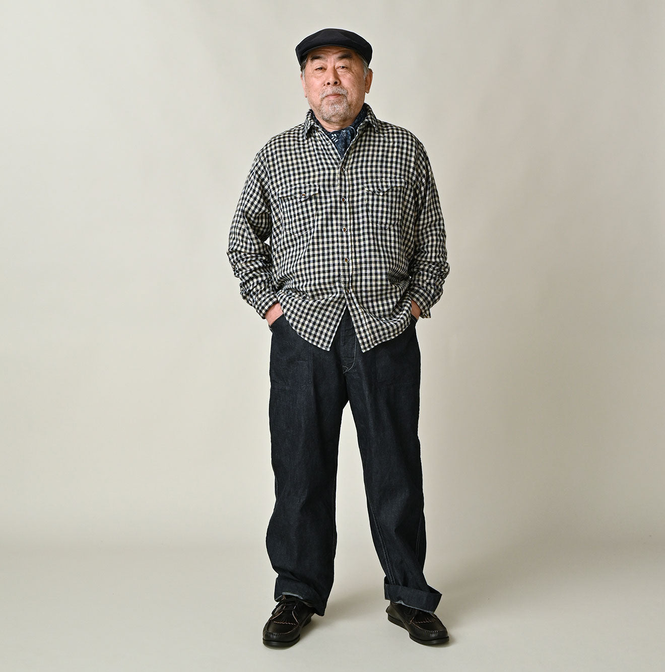 Indigo Double Woven 908 Ocean Eastern Shirt Male Model