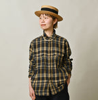 Indigo Double Woven 908 Ocean Eastern Shirt Female Model