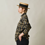 Indigo Double Woven 908 Ocean Eastern Shirt Female Model