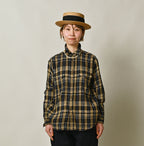 Indigo Double Woven 908 Ocean Eastern Shirt Female Model
