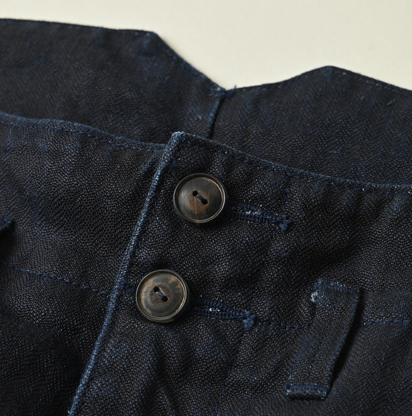 Indigo Linen Herringbone 908 Joppan Detail