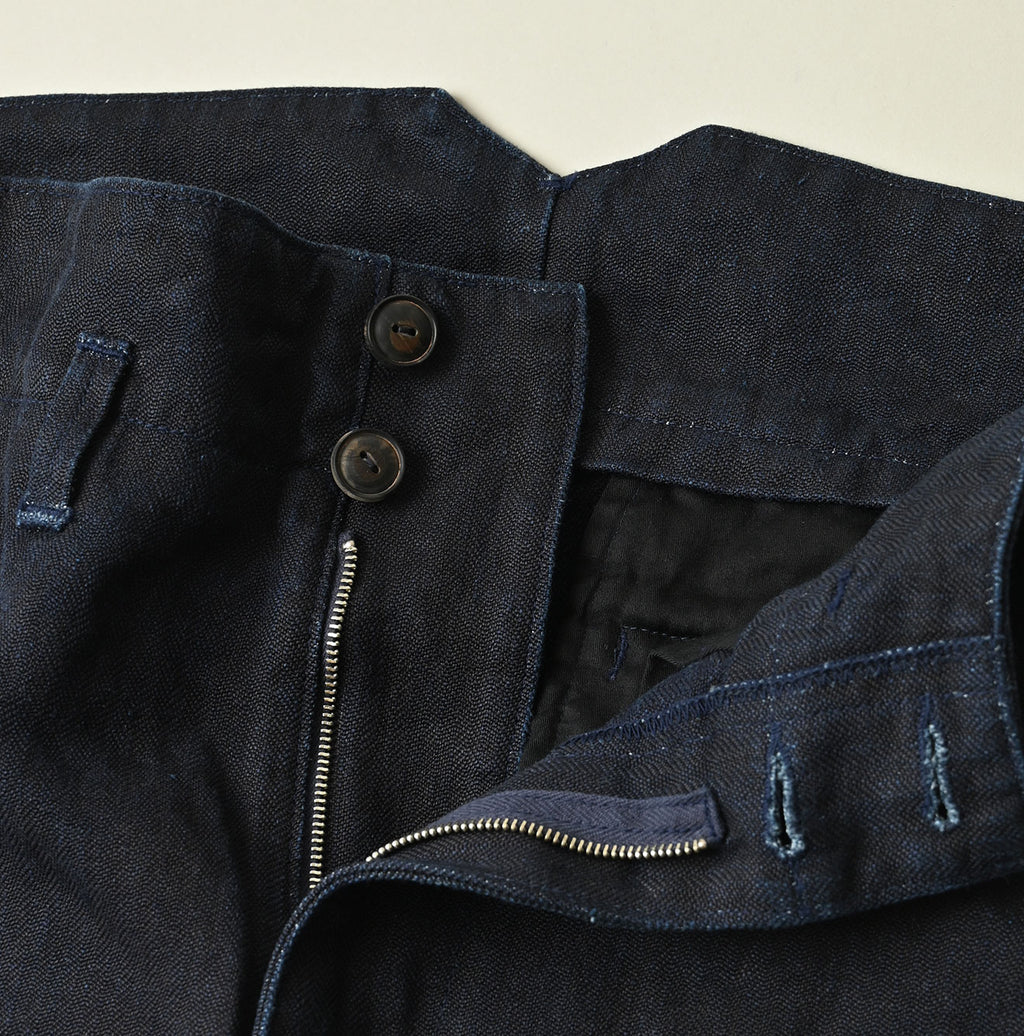 Indigo Linen Herringbone 908 Joppan Detail