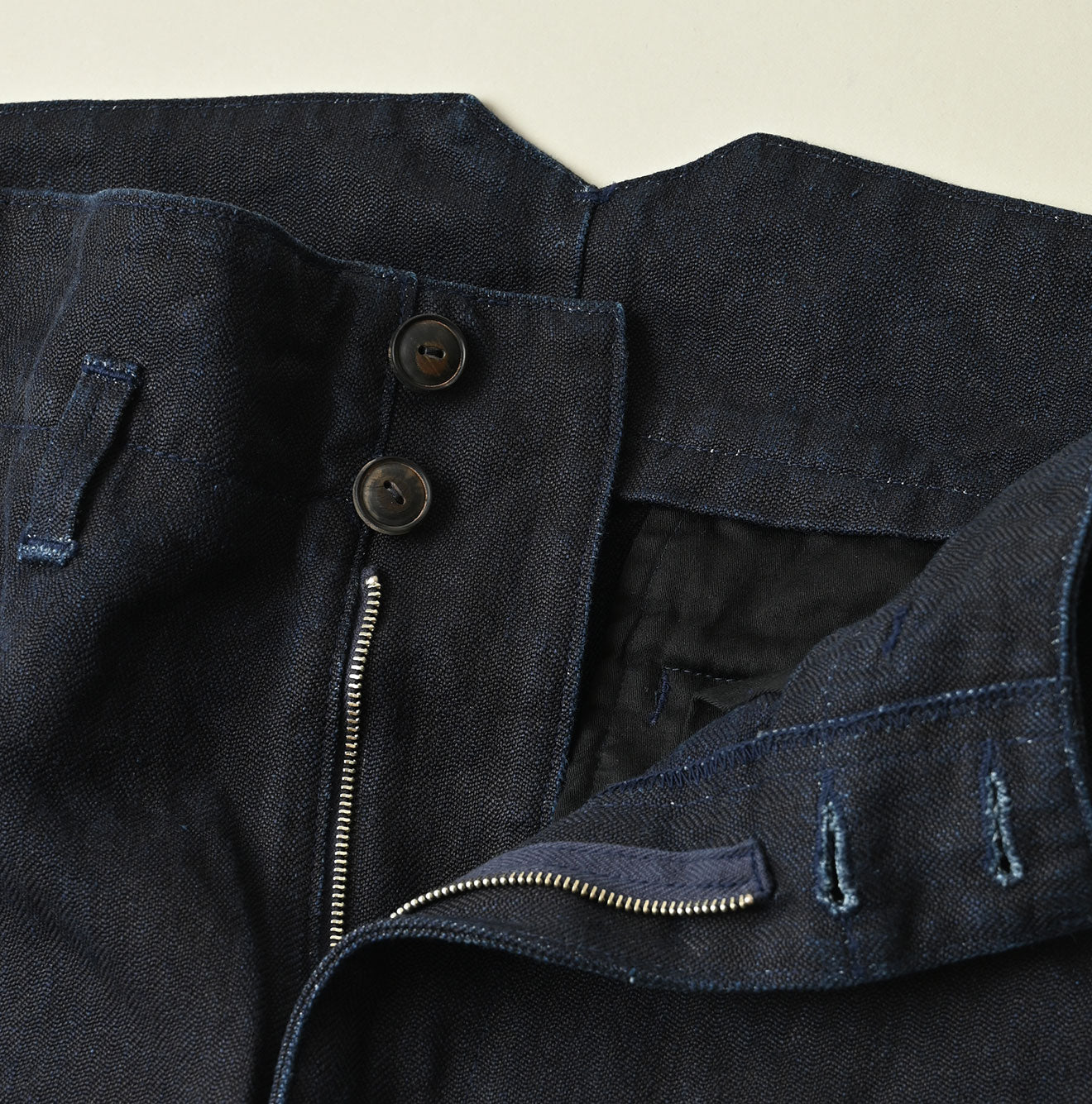 Indigo Linen Herringbone 908 Joppan Detail