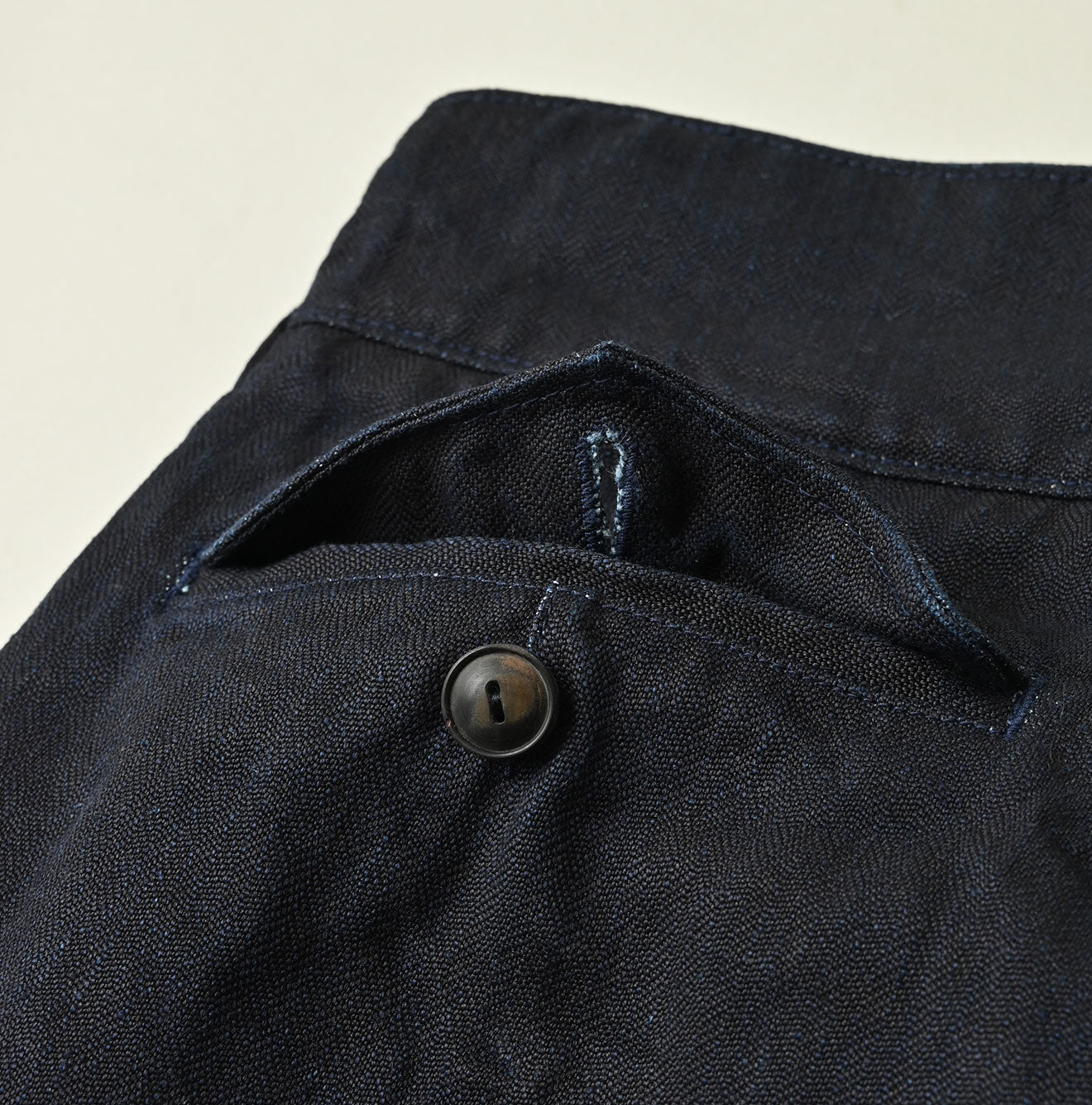 Indigo Linen Herringbone 908 Joppan Detail