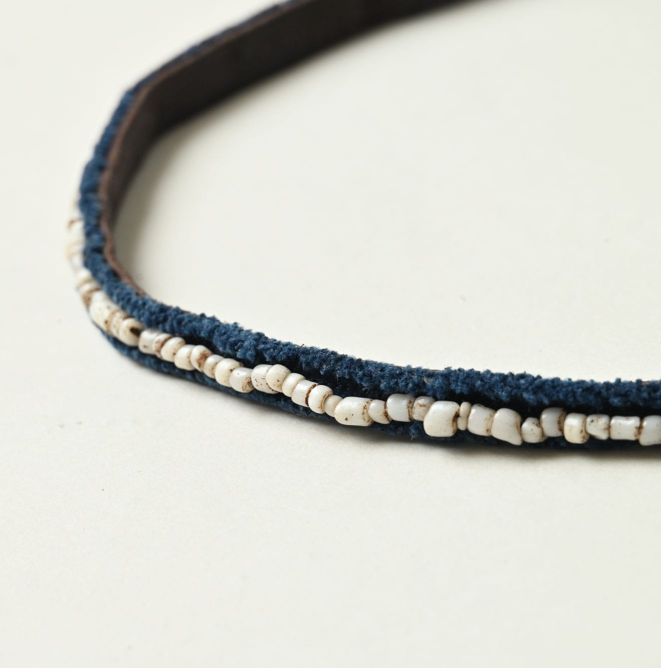 Antique Beads Leather Choker Detail