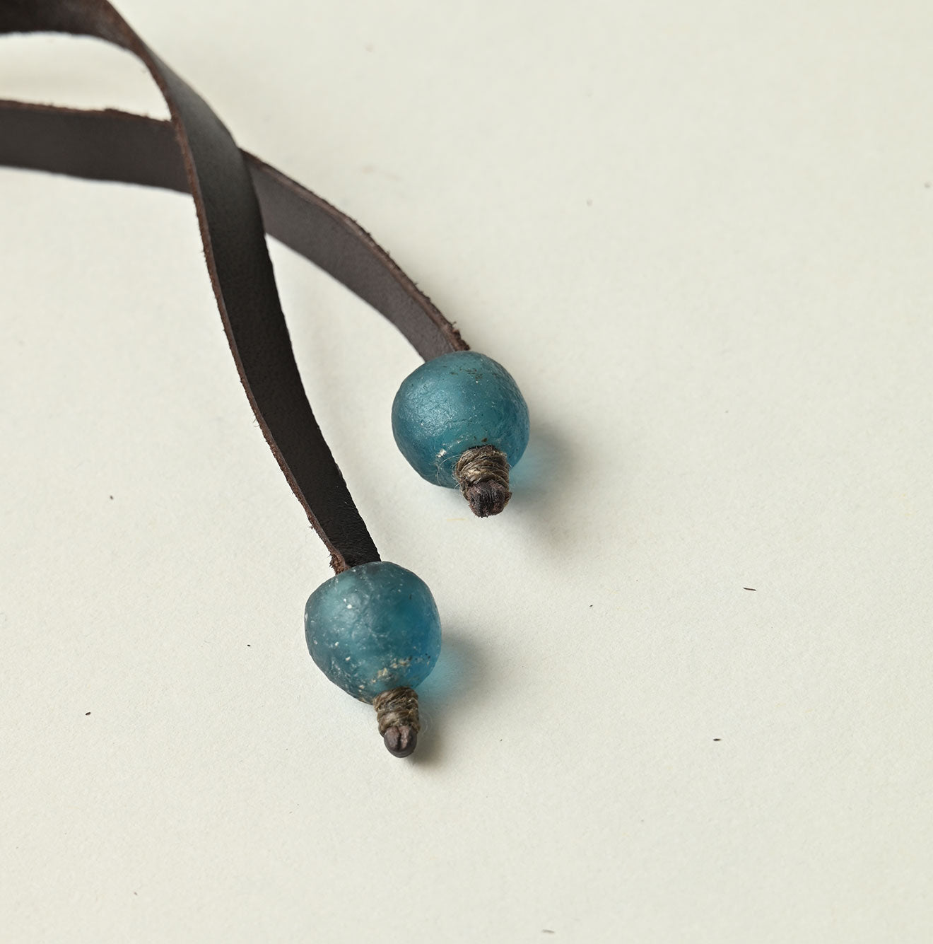 Antique Beads Leather Choker Detail