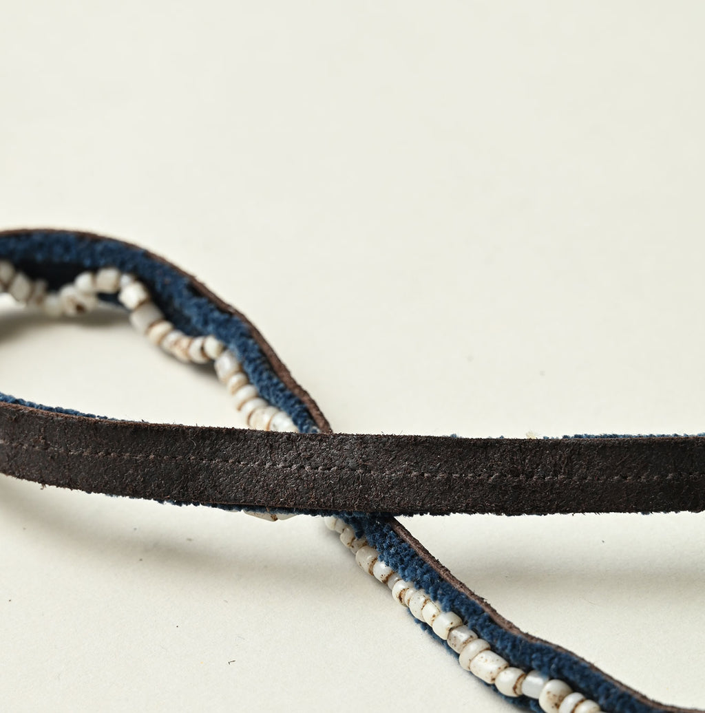Antique Beads Leather Waist Tie Detail