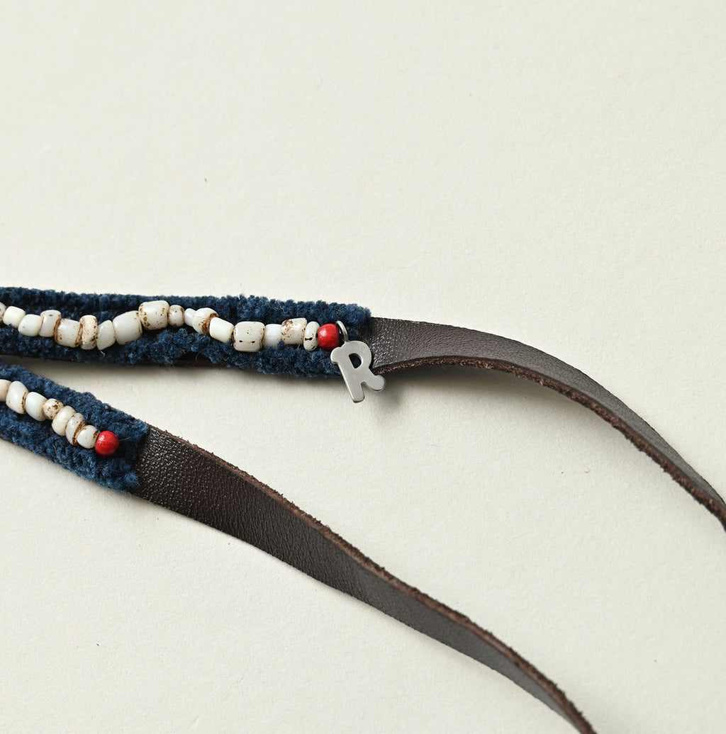 Antique Beads Leather Waist Tie Detail