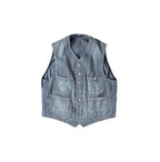 Rye Mugi Denim 908 Work Vest Distressed Hickory Zyu