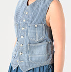 Rye Mugi Denim 908 Work Vest Distressed Detail