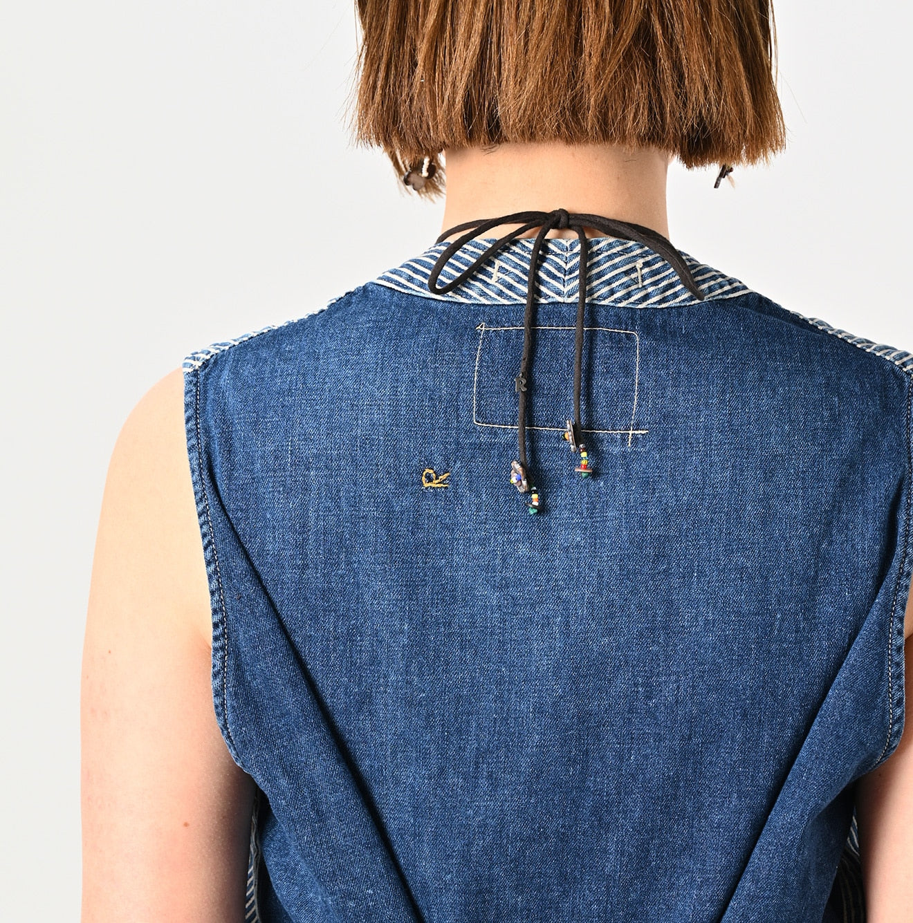Rye Mugi Denim 908 Work Vest Distressed Detail