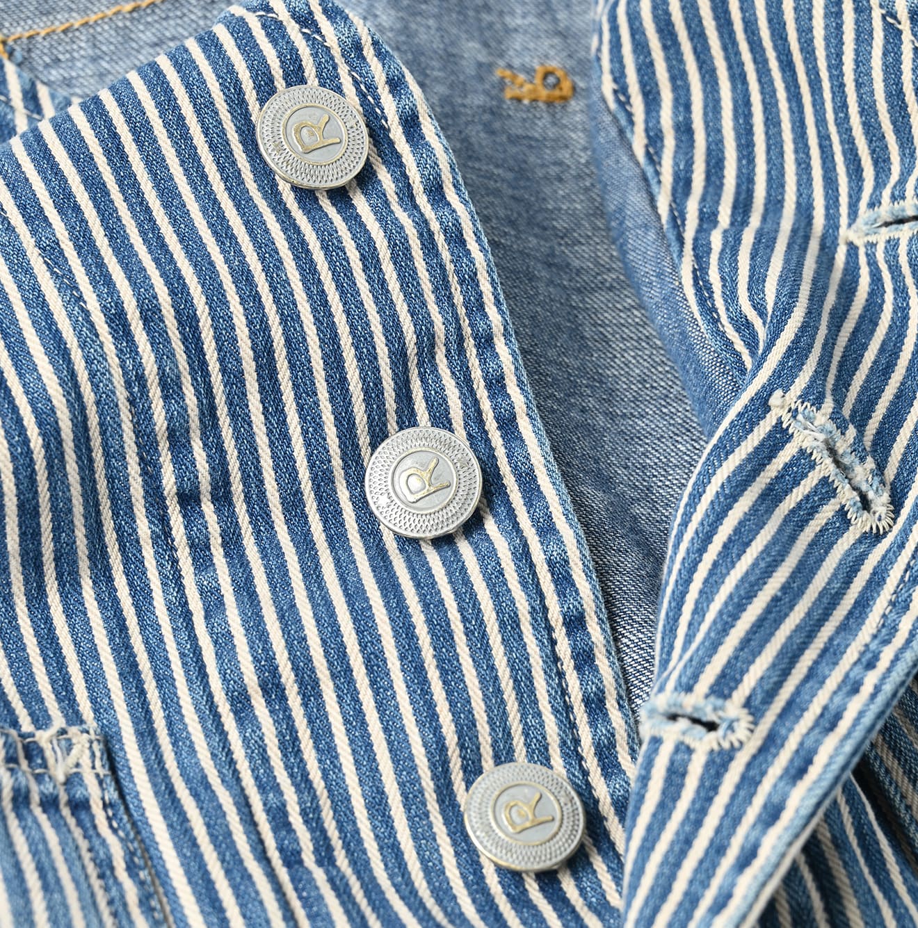 Rye Mugi Denim 908 Work Vest Distressed Detail