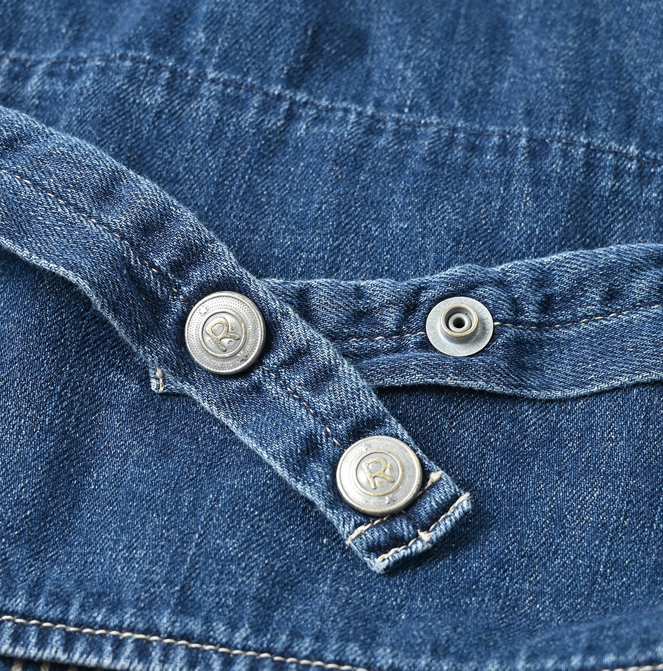 Rye Mugi Denim 908 Work Vest Distressed Detail