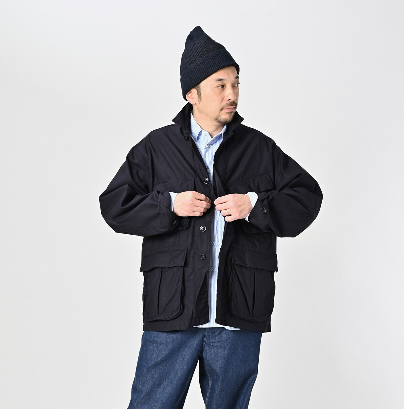 Thin Back Satin 908 Fatigue Jacket Male Model