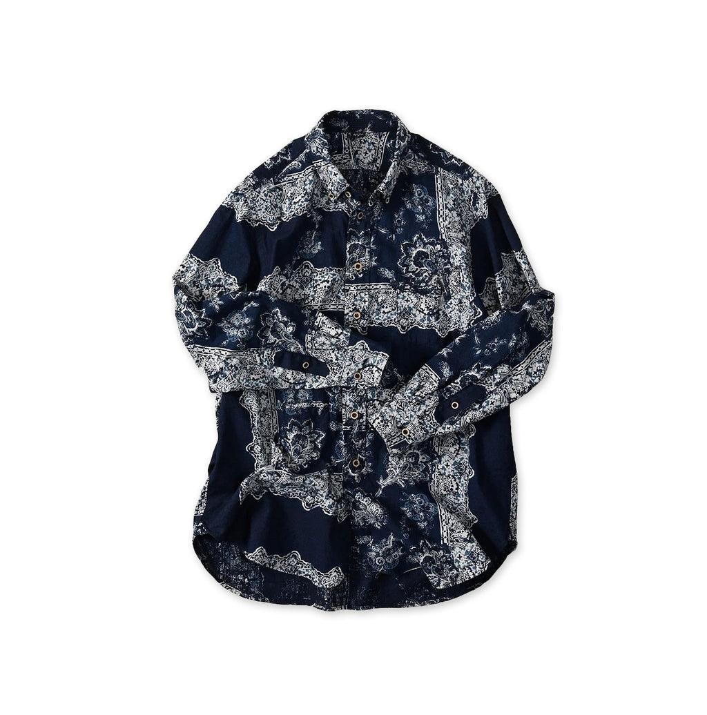 Indigo Indian Khadi Bandana Paisley Sarasa Print 908 Loafer Shirt