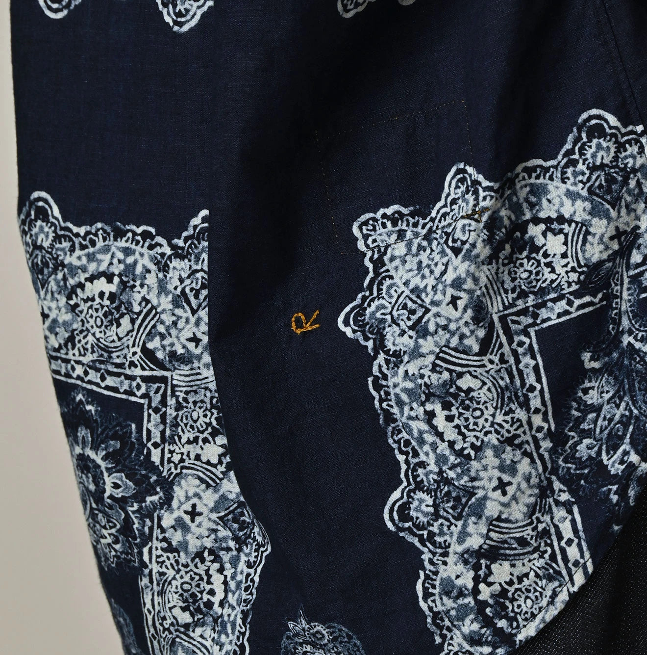 Indigo Indian Khadi Bandana Paisley Sarasa Print 908 Loafer Shirt Detail