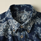 Indigo Indian Khadi Bandana Paisley Sarasa Print 908 Loafer Shirt Detail